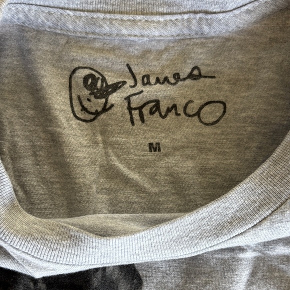 Men's Gray Graphic T-Shirt with James Franco face - Picture 2 of 2